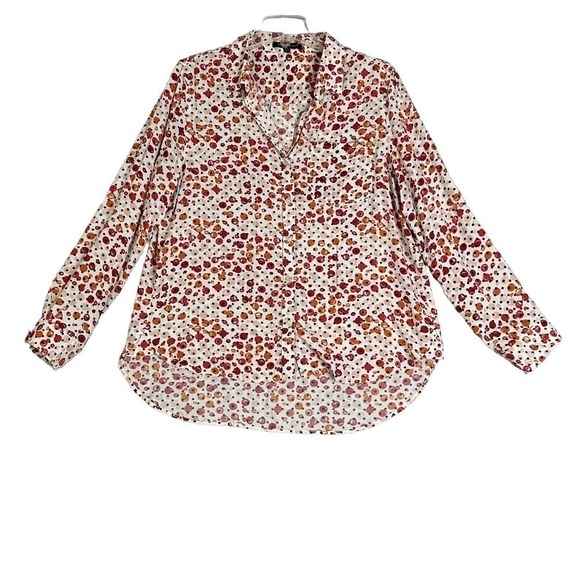 Velvet Heart Top Women Sz Large Fall Colors Roll Tab Sleeves Cranberry Pumpkin - Picture 1 of 16